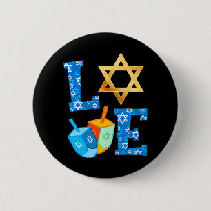 LOVE Cute Hanukkah Decorations Dreidel Menorah 6 Cm Round Badge