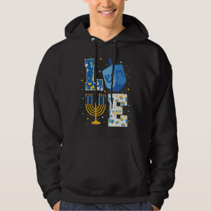 LOVE Cute Hanukkah Decorations Dreidel Menorah Cha Hoodie