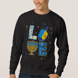 Love Cute Hanukkah Decorations Dreidel Menorah Cha Sweatshirt