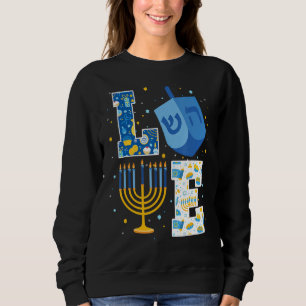Love Cute Hanukkah Decorations Dreidel Menorah Cha Sweatshirt