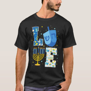 Love Cute Hanukkah Decorations Dreidel Menorah Cha T-Shirt