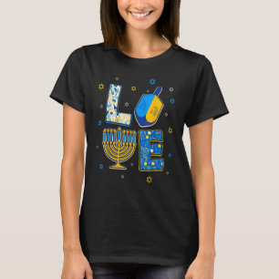 Love Cute Hanukkah Decorations Dreidel Menorah Cha T-Shirt
