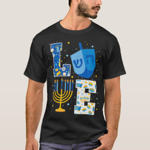 LOVE Cute Hanukkah Decorations Dreidel Menorah Cha T-Shirt