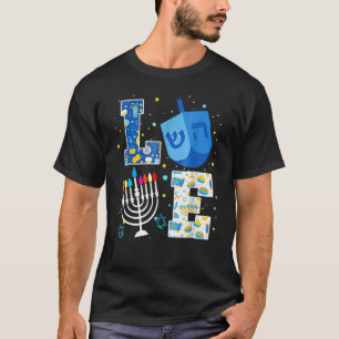 LOVE Cute Hanukkah Decorations Dreidel Menorah Cha T-Shirt
