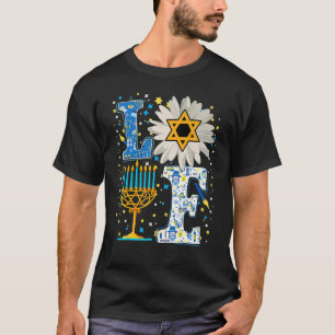 LOVE Cute Hanukkah Floral Dreidel Menorah Chanukah T-Shirt