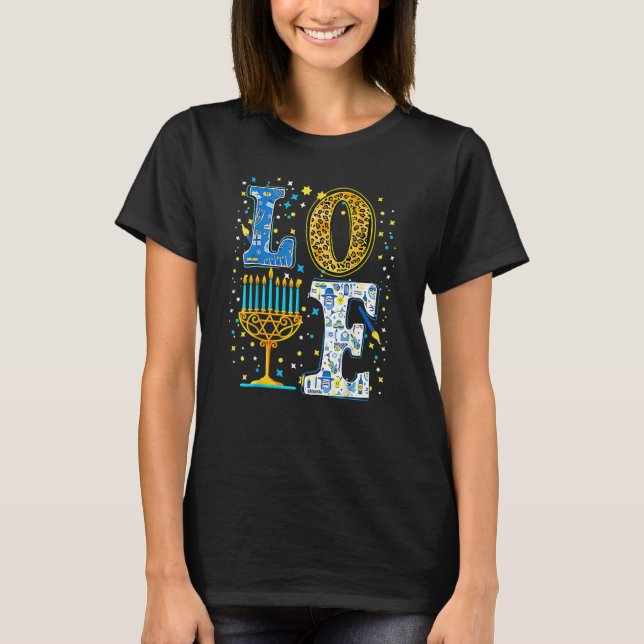 Love Cute Hanukkah Leopard Menorah Pajama Matching T-Shirt (Front)