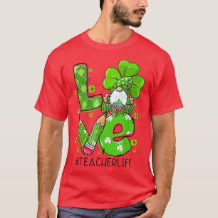 LOVE Cute Irish Gnome St Patricks Day Shamrock Tea T-Shirt