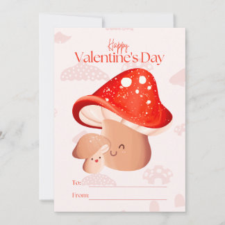 Love Cute Mushroom Classroom Girl Valentine's Day Holiday Card