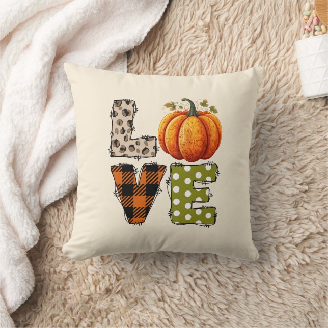 LOVE – Cute Pumpkin & Polka Dot Letters Cushion (Blanket)