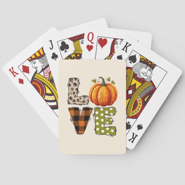LOVE – Cute Pumpkin & Polka Dot Letters Playing Cards (Back)
