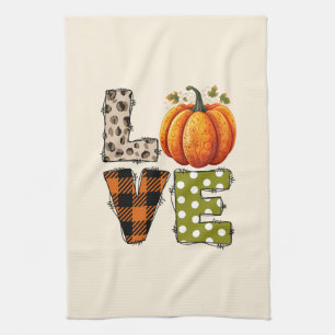 LOVE – Cute Pumpkin & Polka Dot Letters Tea Towel