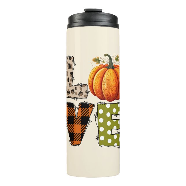 LOVE – Cute Pumpkin & Polka Dot Letters Thermal Tumbler (Front)