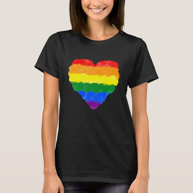 Love Cute Rainbow Pride Flag Heart Pride Lgbt T-Shirt (Front)