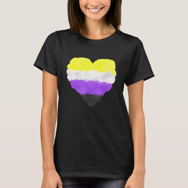 Love Cute The Nonbinary Pride Flag Heart Pride Lgb T-Shirt (Front)