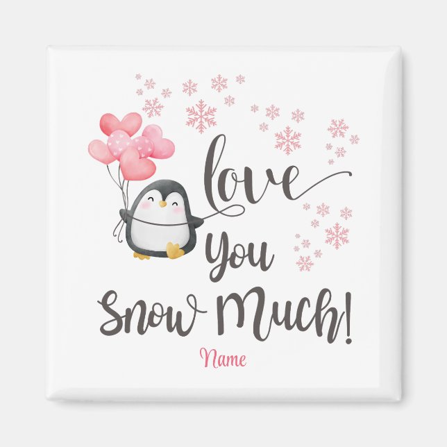 Love - Cute Valentine Penguin Personalised Magnet (Front)