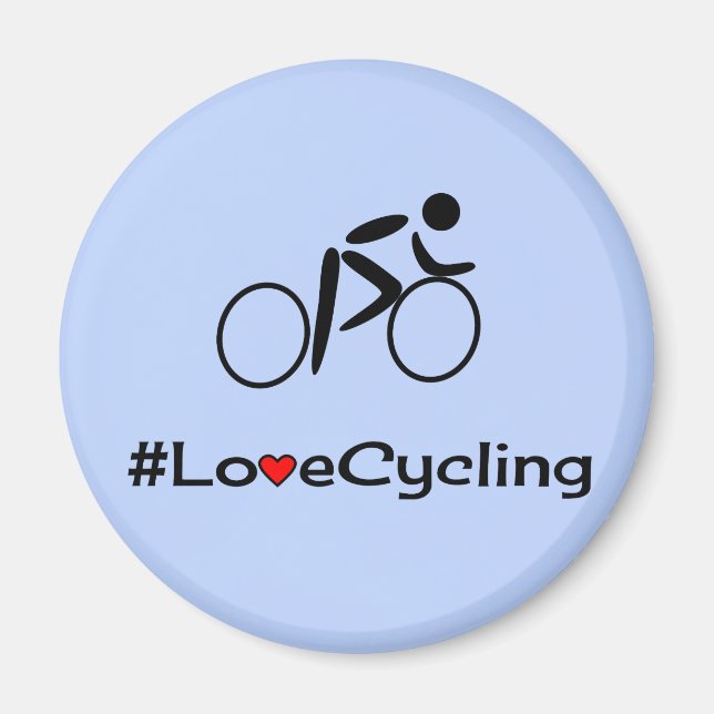 Love cycling caption blue magnet (Front)