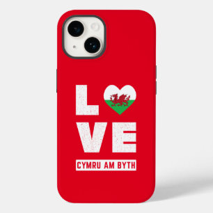 Love Cymru Am Byth Wales Flag Welsh Roots Vintage Case-Mate iPhone 14 Case