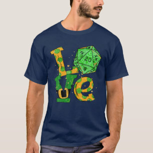 Love D20 Dice Funny Gamers St Patrick's Day T-Shirt