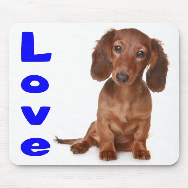 Love Dachshund Puppy Dog Computer Mousepad (Front)