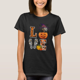 Love Dachshund Witch Pumpkin Scary Halloween Dog L T-Shirt