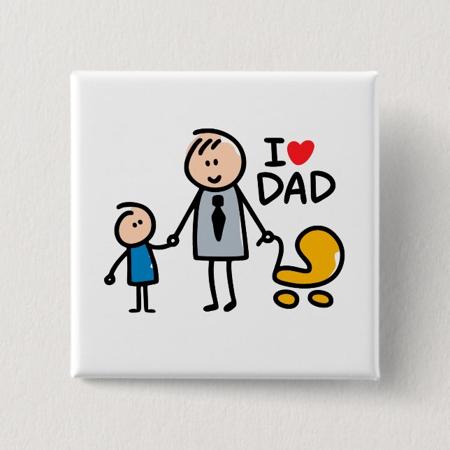 Love Daddy print 15 Cm Square Badge (Front)