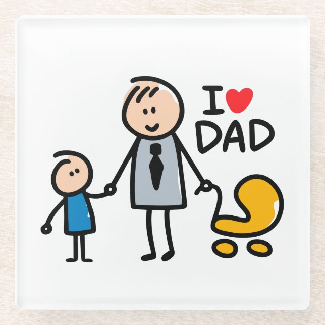 Love Daddy print Glass Coaster (Front)