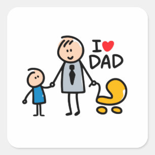 Love Daddy print Square Sticker