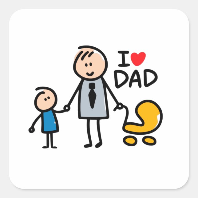 Love Daddy print Square Sticker (Front)