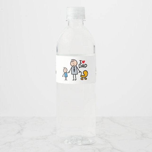 Love Daddy print Water Bottle Label (Front)