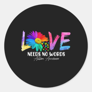 Love Daisy Autism Awareness Needs No Words Classic Round Sticker
