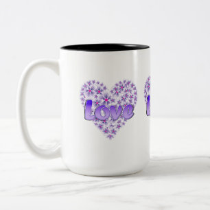 Love Daisy Heart Purple Two-Tone Coffee Mug