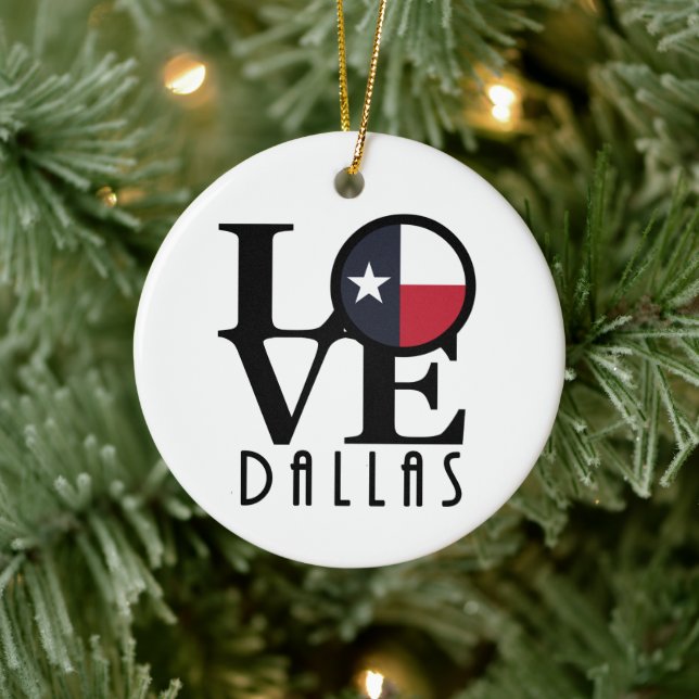 LOVE Dallas Texas Ceramic Ornament (Tree)