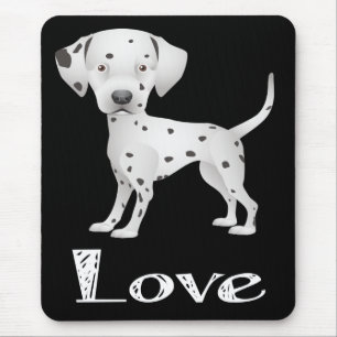 Love Dalmatian Puppy Dog Black Mousepad