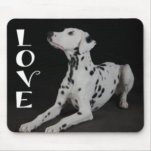 Love Dalmatian Puppy Dog Black Mousepad