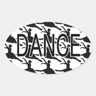 Love Dance - Ballerina dancer silhouette Oval Sticker