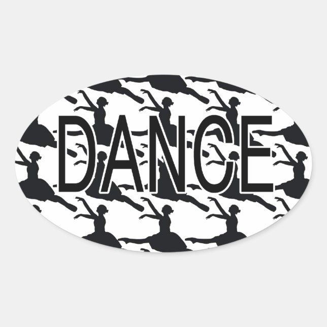 Love Dance - Ballerina dancer silhouette Oval Sticker (Front)