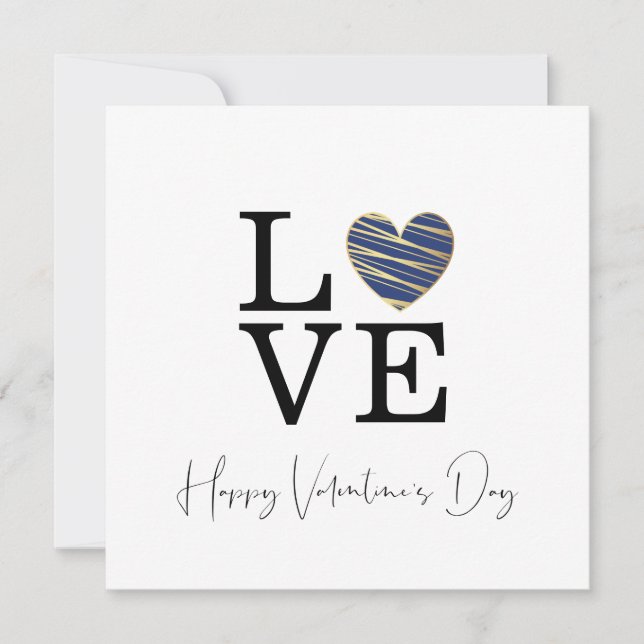 Love Dark Blue Heart Happy Valentine's Day Script (Front)