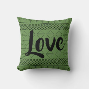 Love Dark Green Geometric Pattern Cushion