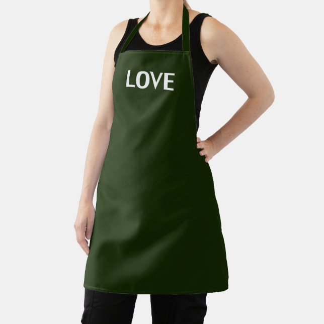 Love, dark green white apron (Insitu)