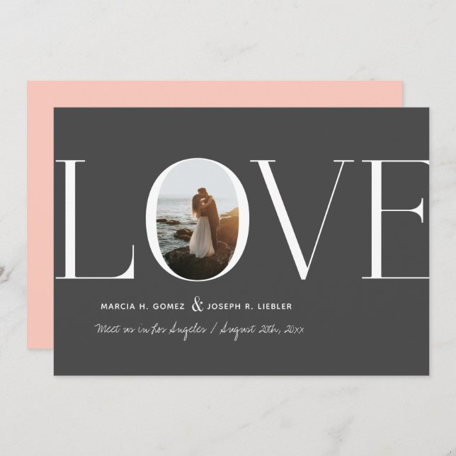Love Dark Grey Photo Save The Date (Front/Back)