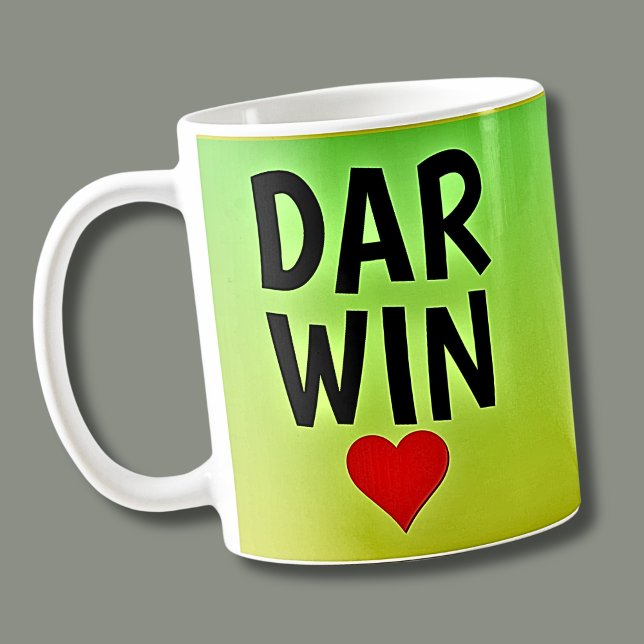 Love DARWIN (or your text) Heart on Green Gold Coffee Mug (Creator Uploaded)
