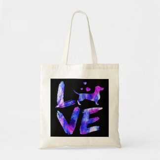 Love Daschund Doxie Weiner Watercolor Blue Dog Mum Tote Bag
