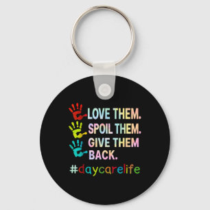 Love Daycare Provider Childcare Funny Teacher Tie Key Ring