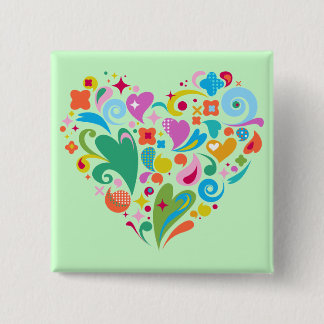 Love Deco Heart 15 Cm Square Badge
