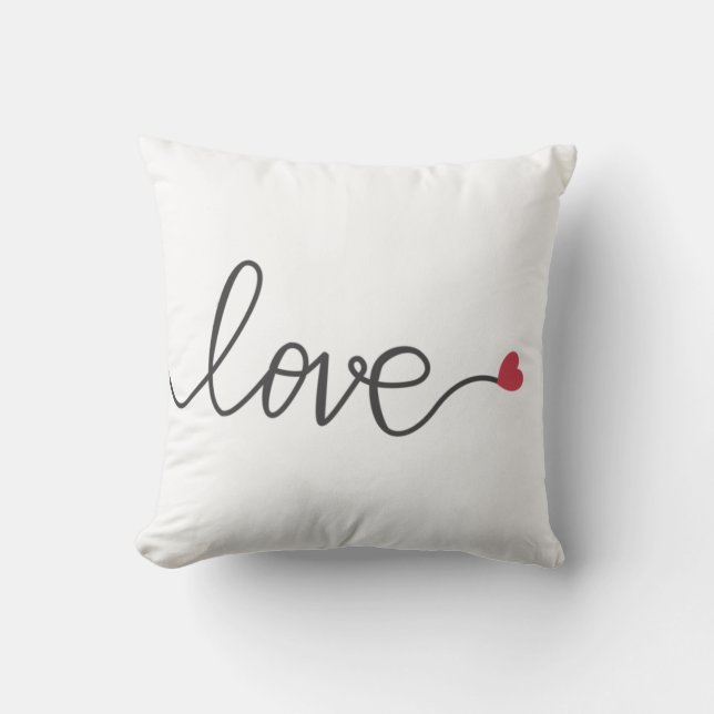 Love decorative text with heart cushion (Front)