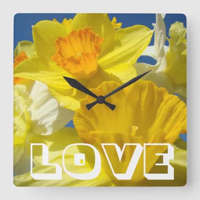 LOVE decorative Wall Clocks Spring Daffodil Flower (Front)