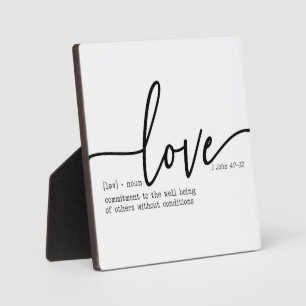 Love Definition 1 John 4:7-12 Christian Sign Plaque
