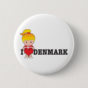 Love Denmark 6 Cm Round Badge