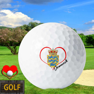 Love Denmark Golf Balls, Danish flag, Heart Balls