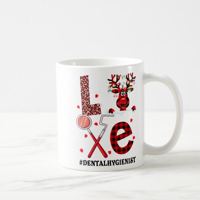 Love Dental Christmas Reindeer Dental Squad Xmas D Coffee Mug (Right)